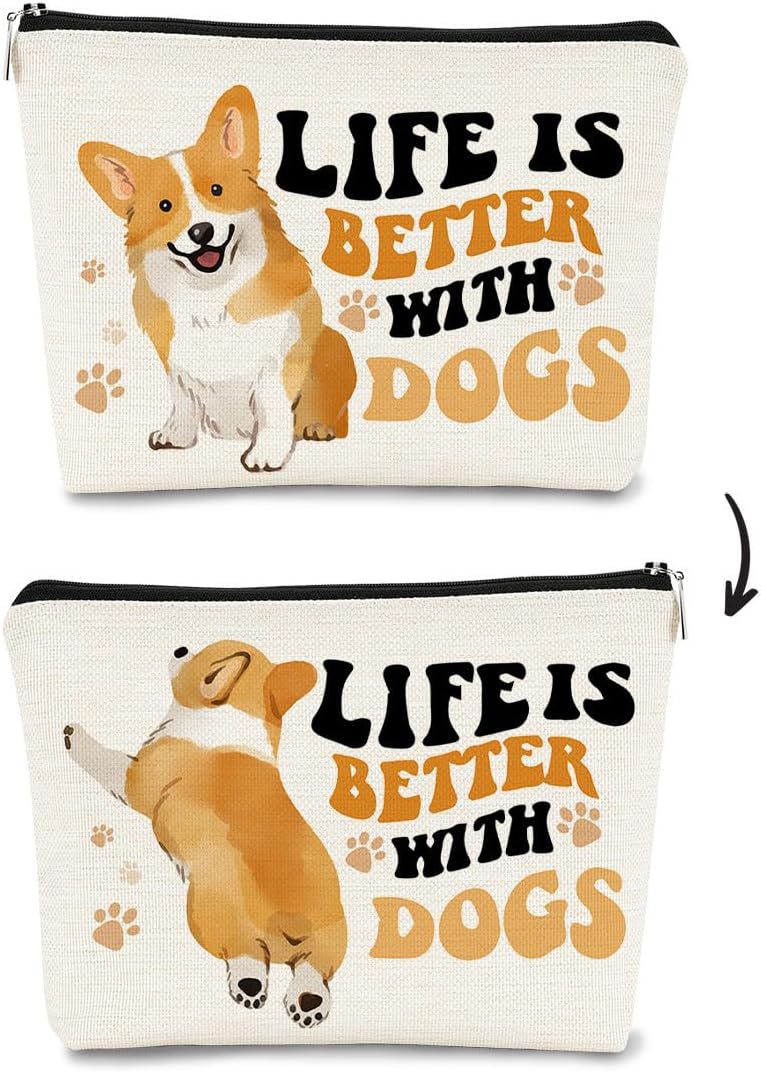 Bolso cosmético estampado de doble cara de perro lindo estilo explosivo transfronterizo de Amazon, bolso multifuncional con cremallera para mujer