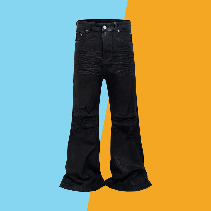 Loose Wash Jeans American-style High Street Brushed Wax Coated Trousers Design Wide Leg Micro Jeans