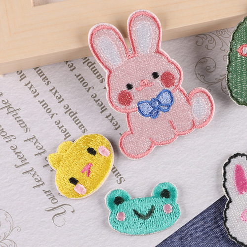 Computer embroidered logo cartoon cute animal head embroidered chapter clothing accessories clothing and hat accessories patch self-adhesive cloth stickers