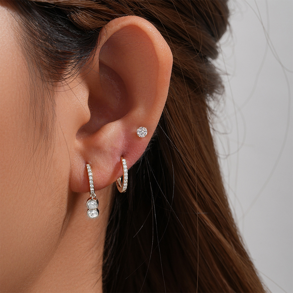 3g Weight Hoop Earrings, Ear Studs Classification 1 Set Quantity Daily Occasion 925 Sterling Silver Material Star, Butterfly Pattern Women's Gender Plating Design Simple Style Style 1 Set 925 Sterling Silver Star Butterfly Hoop Earrings Ear Studs 17