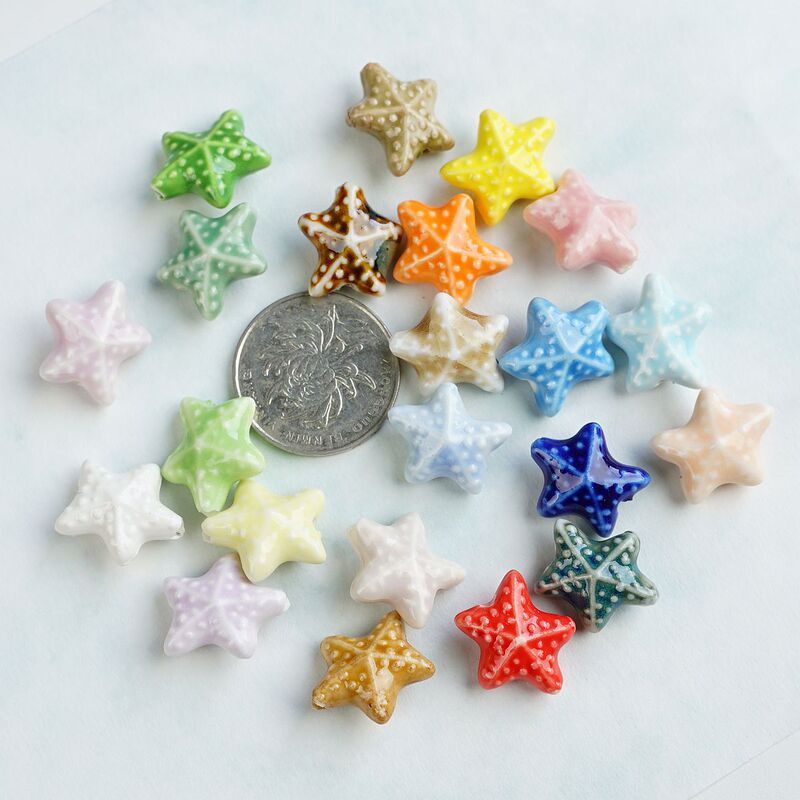 19mm Starfish Loose Beads Marine System Jingdezhen Ceramic Necklace Bracelet Beaded DIY Creative Handmade Material Accessories