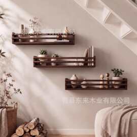 跨境木质墙壁书架置物架学生卧室家用书柜展示架挂墙多用整理架