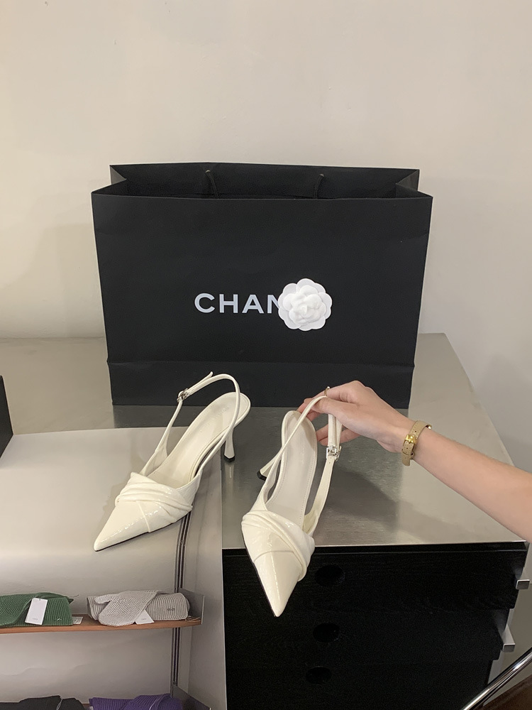 Gentle Design! Creamy White Pointed-toe Ruched High-heeled For Women, 2026 Spring Backless Single Shoes_vogvips.com
