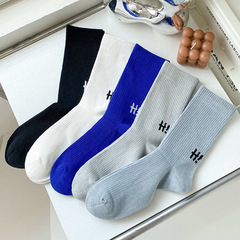 Men's Fall/Winter New Socks, Mid-Calf Socks, Plain Color Cotton Letter Socks, Versatile Men's Crew Socks, Casual Sports Socks, Wholesale