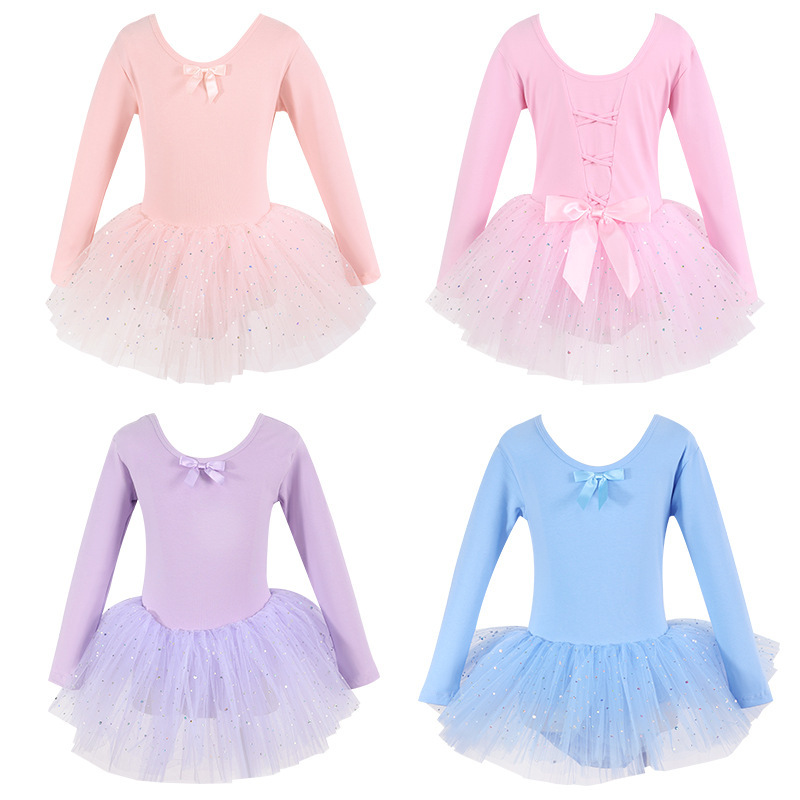 Children's Dance Clothing, Girls' Practice Clothing, Summer Short-Sleeved Dance Performance Clothing, Chinese Dance Tutu Skirt, Tutu Skirt