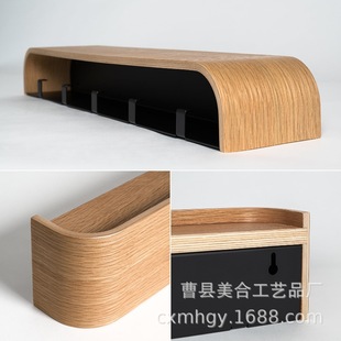 Cross-Border Storage Hanging Box Storage Rack Living Room Entrance Door Storage Solid Wood Storage Rack Wall Coat and Hat Hanger
