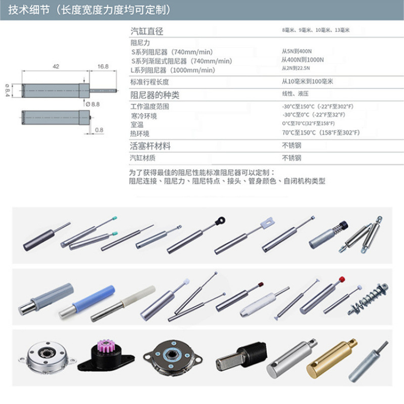 Slow drop mute shock absorber no sound trash can cabinet toilet lid stainless steel damper hardware accessories wholesale