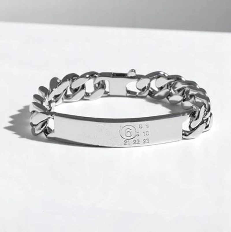 Браслет PYC 22ss с цифровым логотипом и гравировкой букв, кубинская цепь, универсальный, легкий люкс, простой браслет для пар