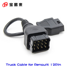 Truck Cable OBD1 to OBD2 for renault 12Pin Male to OBD 16Pin