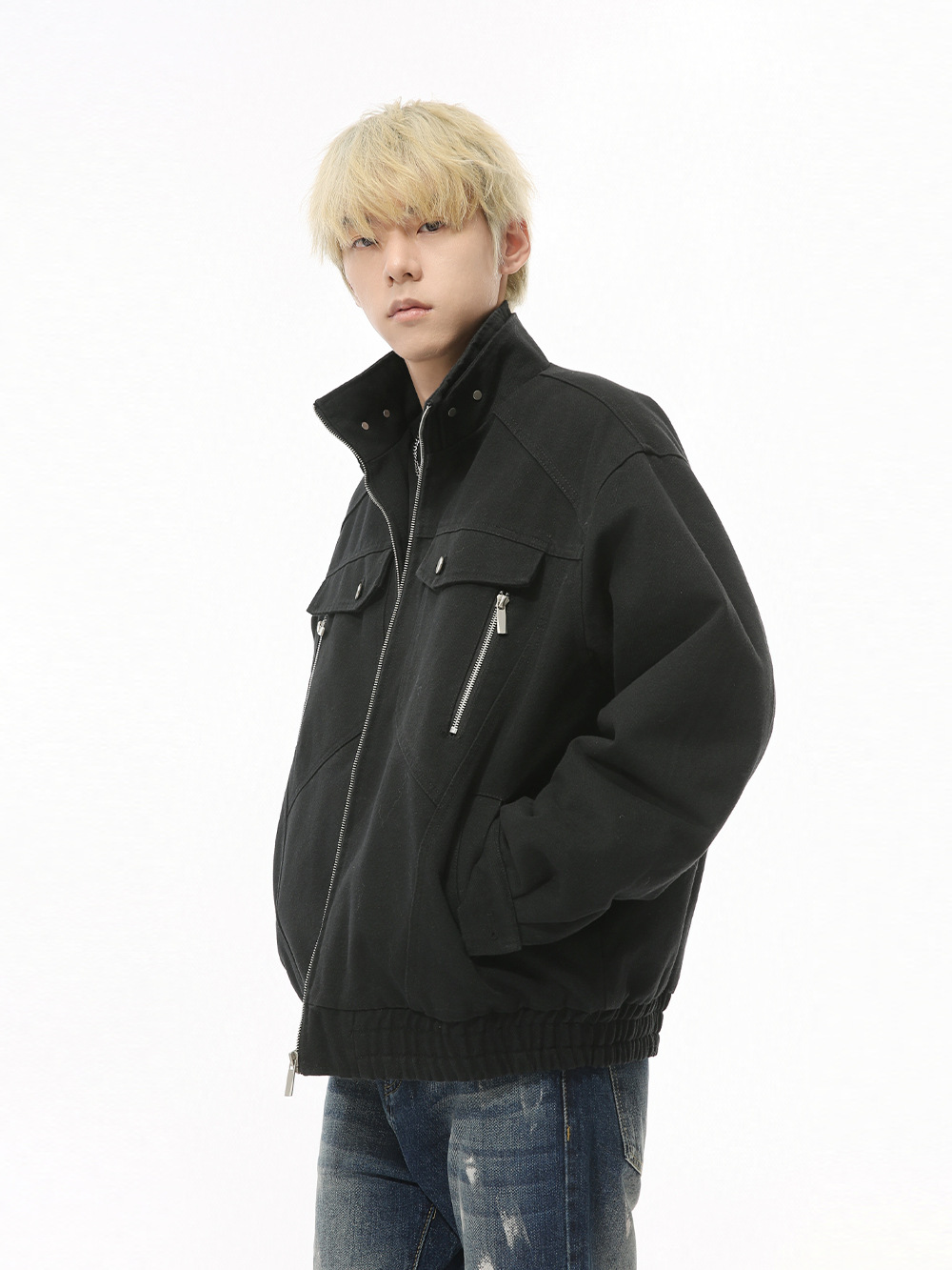 MTLCLOTHES Hombres| Nuevos productos de otoño coreanos pequeños perfumes de peluche caliente solapa corta chaqueta simple de moda