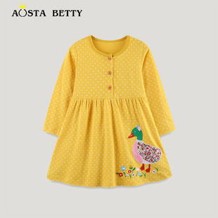 European and American Style Girls Princess Dress Autumn New Long Sleeve Children's dress Knitted Cotton Embroidered Children's Wear dress