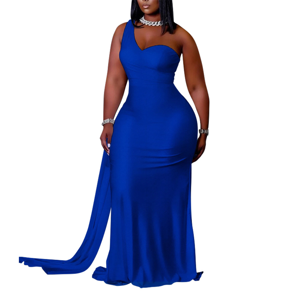 Plus Size Solid Color Evening Dress NSCYF73122