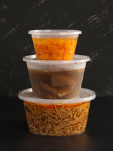 W6OI圆形一次性餐盒加厚打包饭盒透明快餐饮外卖便当商用塑料汤碗