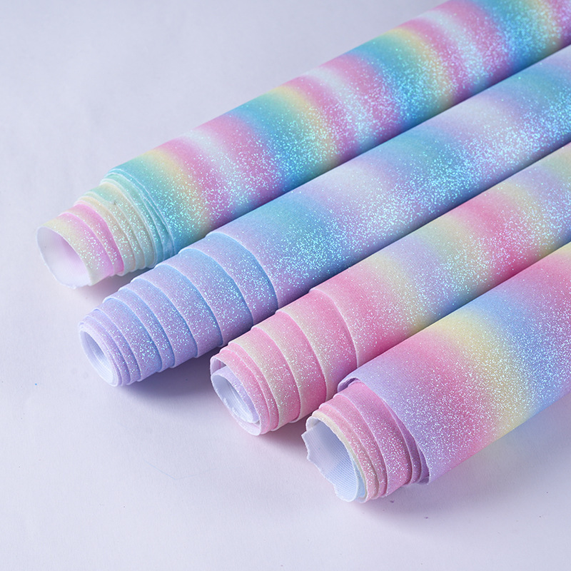 Supply Glitter Pu Printed Leather Glitter Rainbow Glitter Halloween Christmas Decorative Cloth Hair Accessories Headdress Leather Material