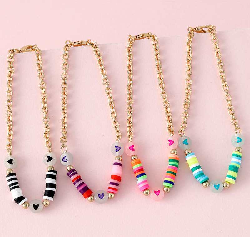 Fashion Heart Shape Alloy Plastic Beaded Enamel Girlu0027S Anklet 4 Pieces