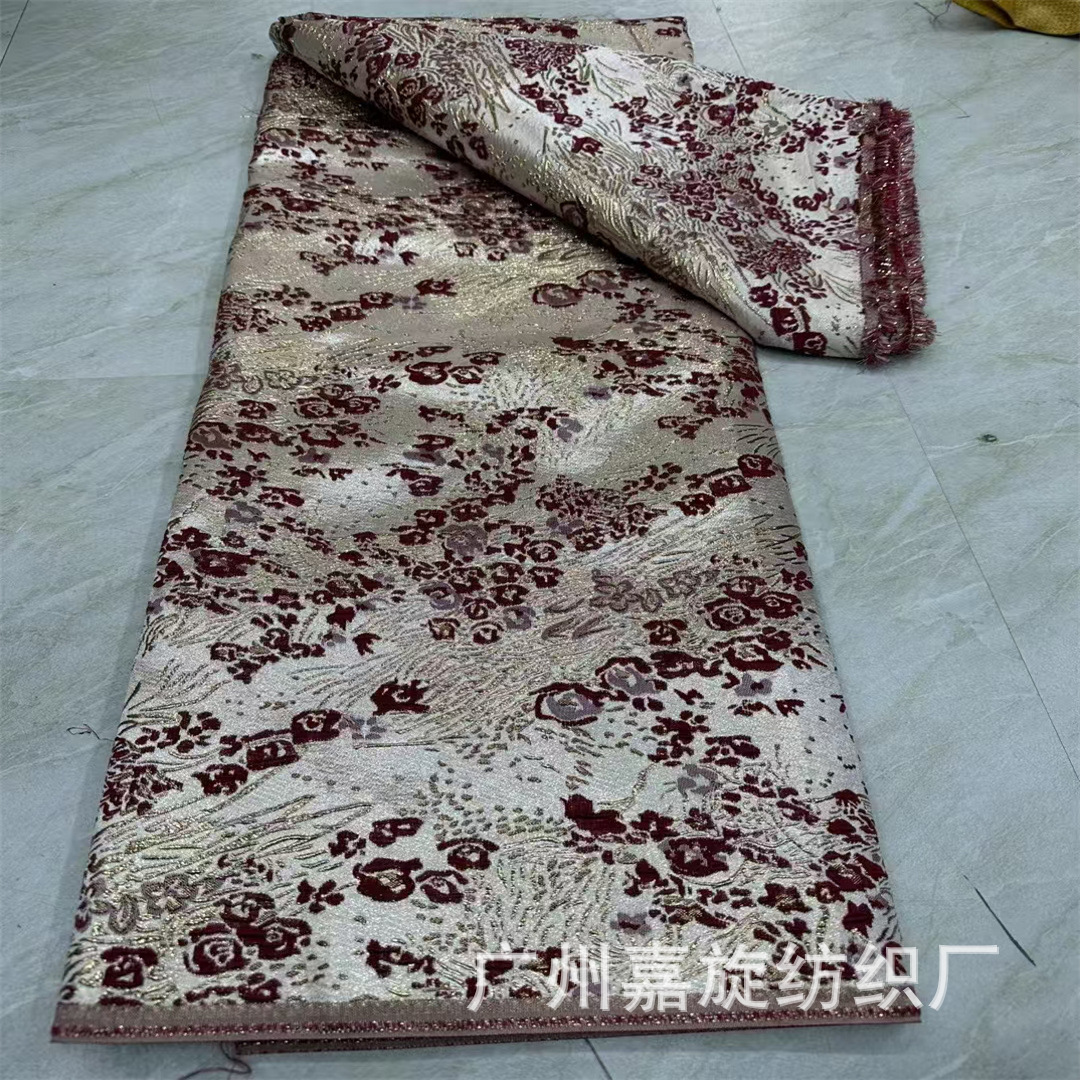 Nueva tela jacquard floral con estampado dorado de estilo chino para ropa qipao, encaje brocado para chaqueta mandarina, Hanfu y vestidos de princesa.