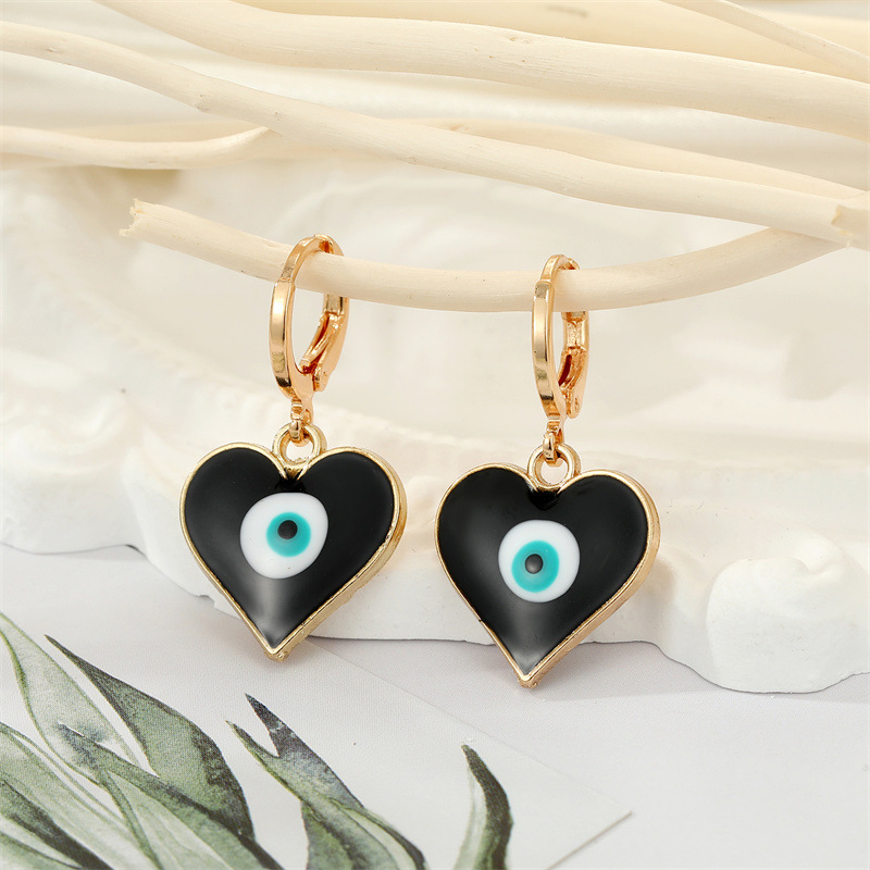 retro ethnic style color dripping oil triangle heart eye earringspicture4