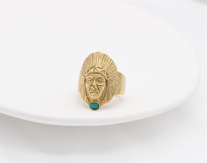 Ion Plating (IP) Gold Plating Process Wholesale Jewelry Retro Punk Pharaoh 304 Stainless Steel 18K Gold Plated Rings