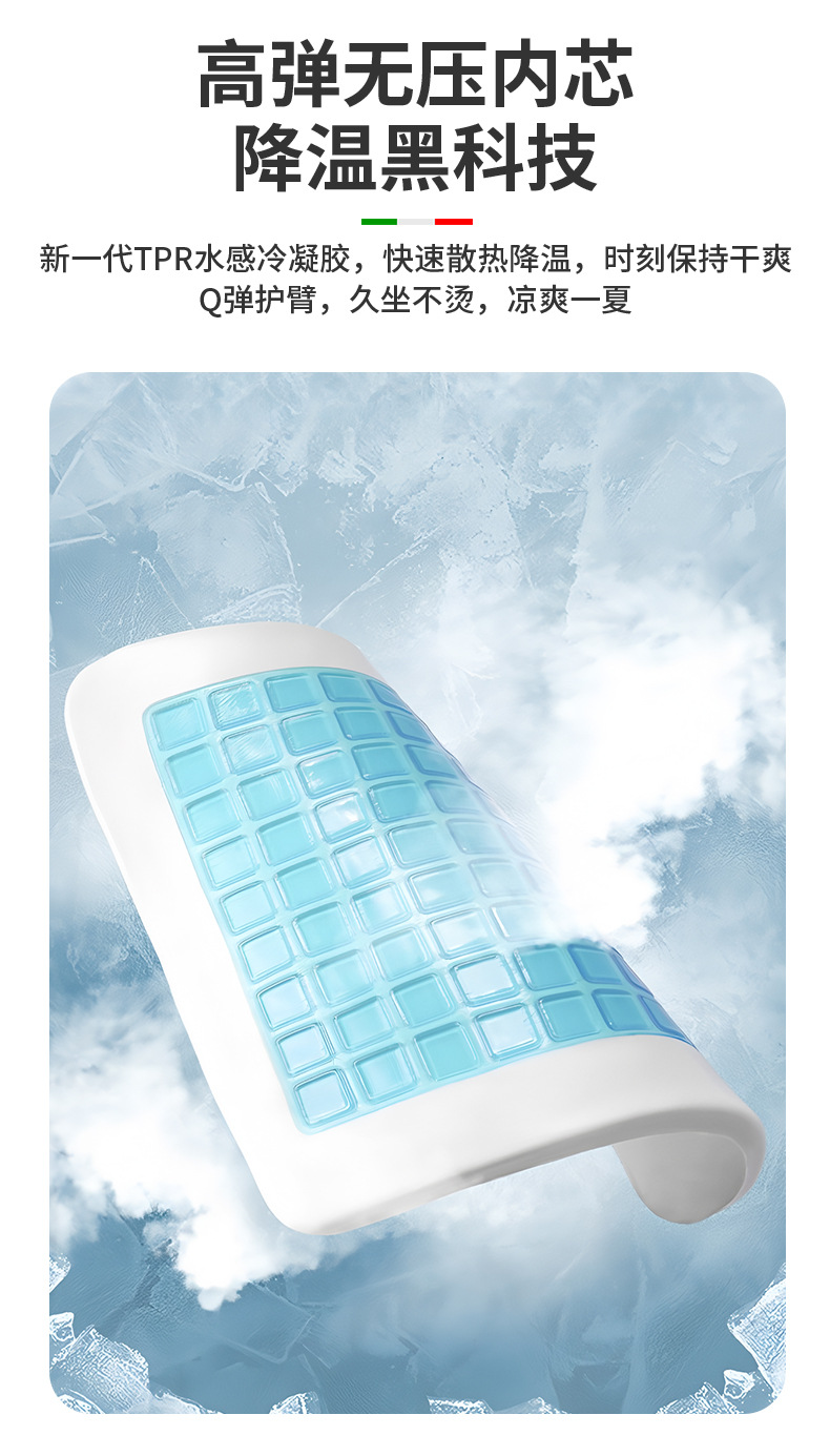 New Car Seat Cushion with Perforations, Breathable, Non-Slip, Suitable for All Seasons, Cooling Gel Seat Cushion, Alcantara