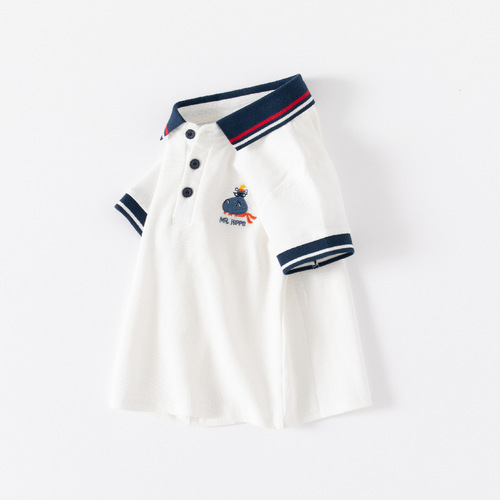 Children's short-sleeved T-shirt  new boys polo shirt lapel embroidered top baby fashion summer children's clothing trend