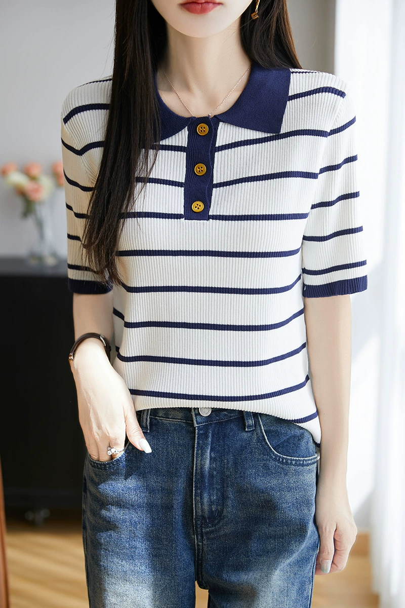 Summer polo, T-shirt, with short sleeve, plus size, western style