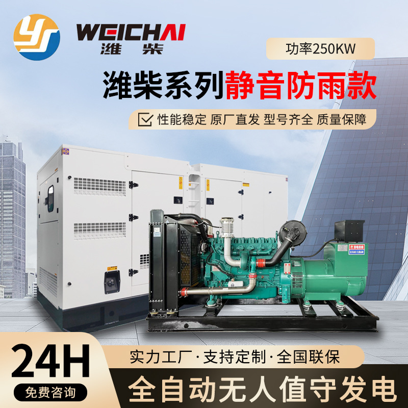 潍柴250KW柴油发电机 室外医院消防办公大楼养殖场矿山备用电源