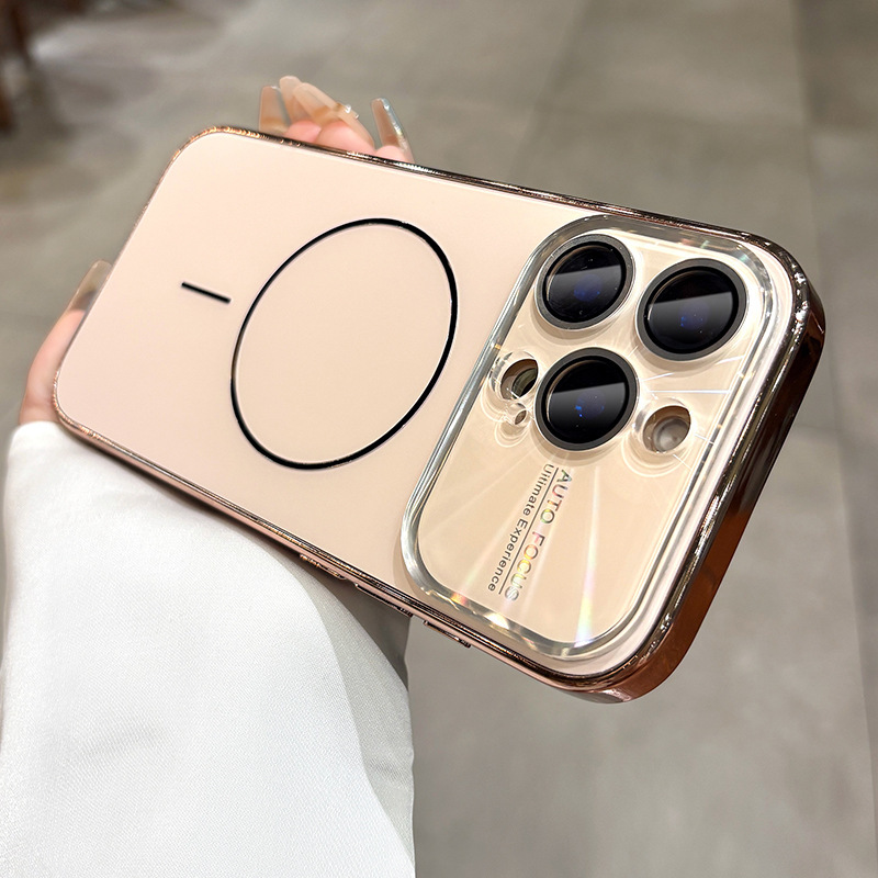 Suitable for iPhone 17 Pro Max Aurora Laser Phone Case, Matte Fine Circle Magnetic Suction, Apple 16 Crystal Lens Film