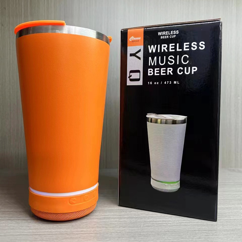 Transfronterizos para música Bluetooth inteligente 304 taza de acero inoxidable 20oz taza de música de automóvil taza corporal recta de negocios