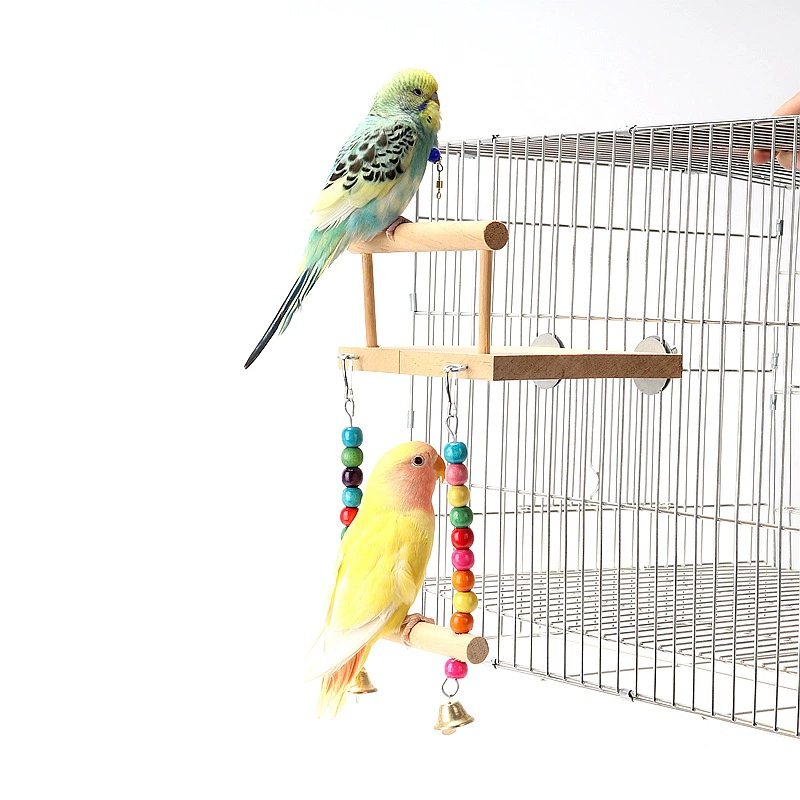 Игрушки на платформе из цельного дерева для неразлучников, качели, деревянные лестницы, аксессуары для клеток, принадлежности, деревянные домики для лазания.