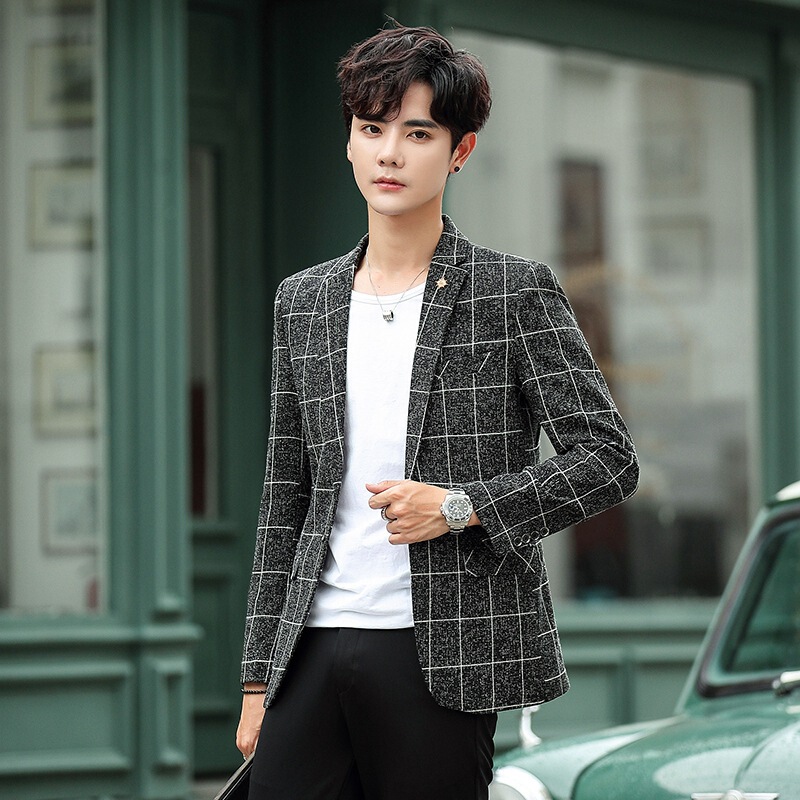 Cross-Border Exclusive Supply of Men's Suits, New Spring and Autumn Korean Style Slim-Fit Casual Blazers, Men's Youth Single Jacket Wholesale