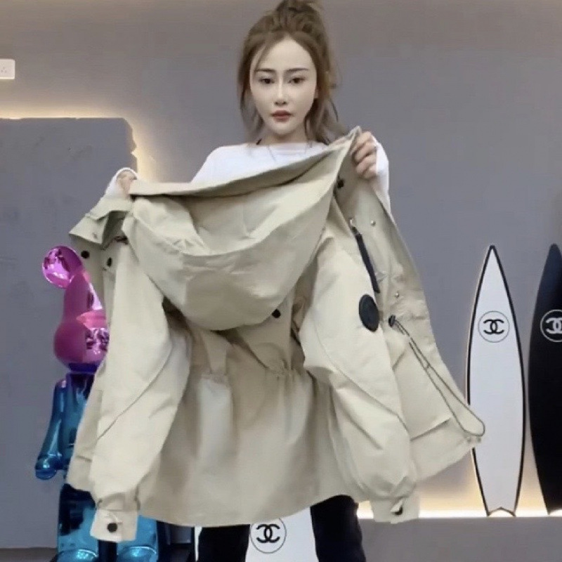 Jacket Jacket for Women 2025 Spring & Fall New Style High-End Mid-Length Workwear Casual Waist-Cinching Quilted Windbreaker Cotton Jacket