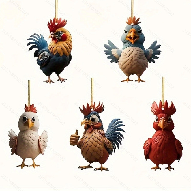 Nuevos productos transfronterizos de dibujos animados de Navidad pollo llavero colgante llavero accesorios mochila llavero regalo de cumpleaños