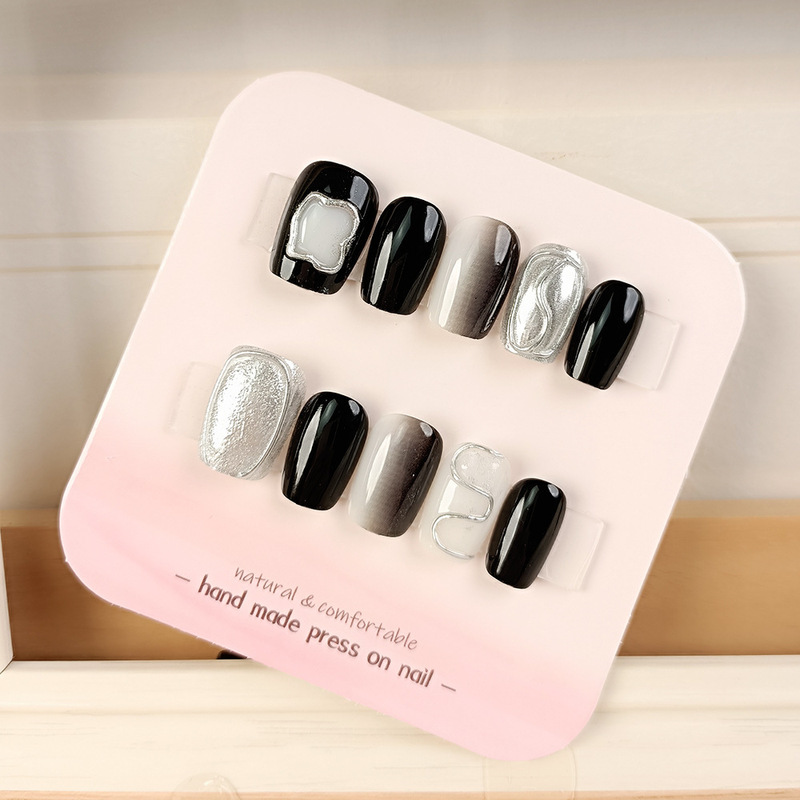 Dark Minimalist Style Three-Dimensional Thick Phototherapy Handmade Nail Tips Factory Direct 30 Pieces Magic Mirror Pink Line Nail Tips Dark Minimalist Style Three-Dimensional Thick Phototherapy Handmade Nail Tips Factory Direct 30 Pieces Magic Mirror Pink Line Nail Tips