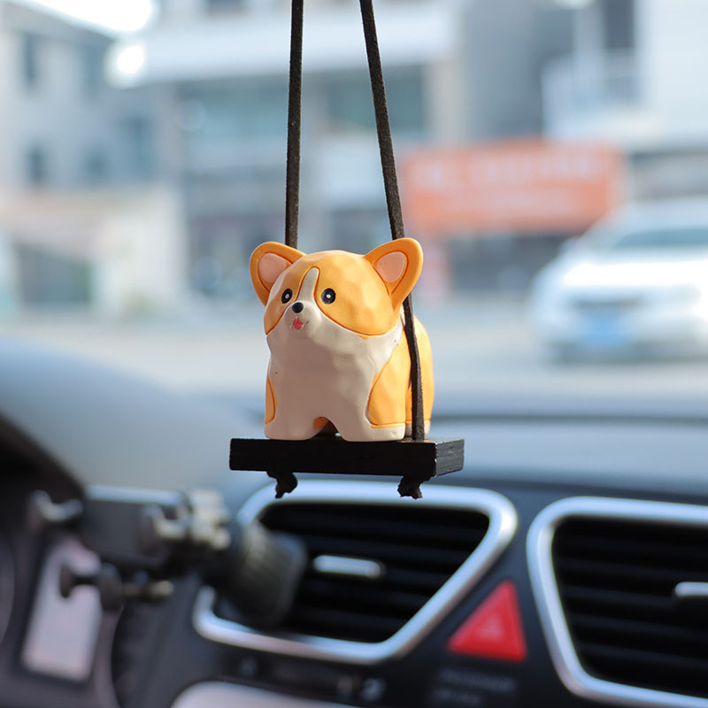5 Wood Carving Wind Dog Ornaments Resin Cartoon Doll Car Decorations Car Rearview Mirror Pendant Pendant