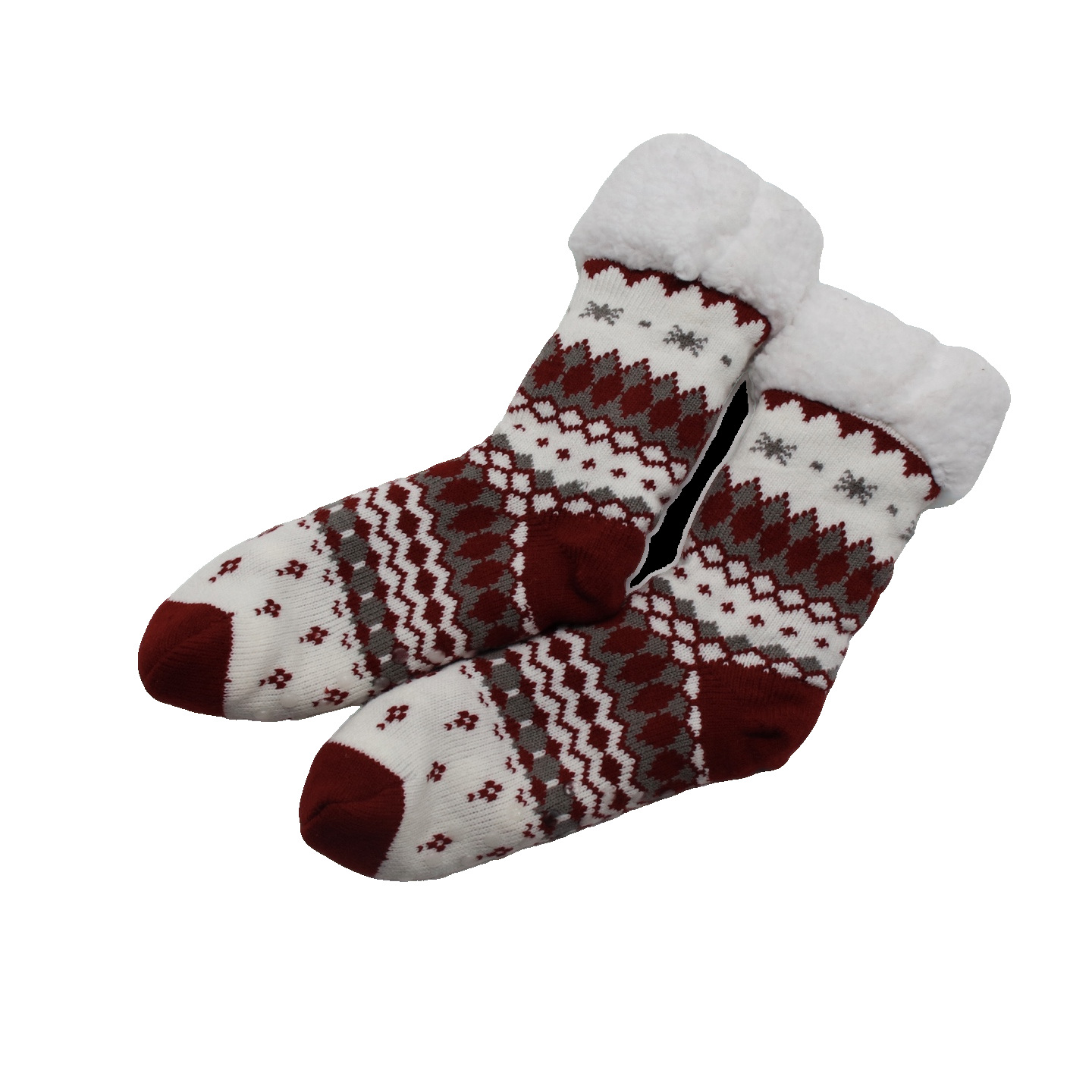 빨강/흰색 패턴 롱 플로어 삭스