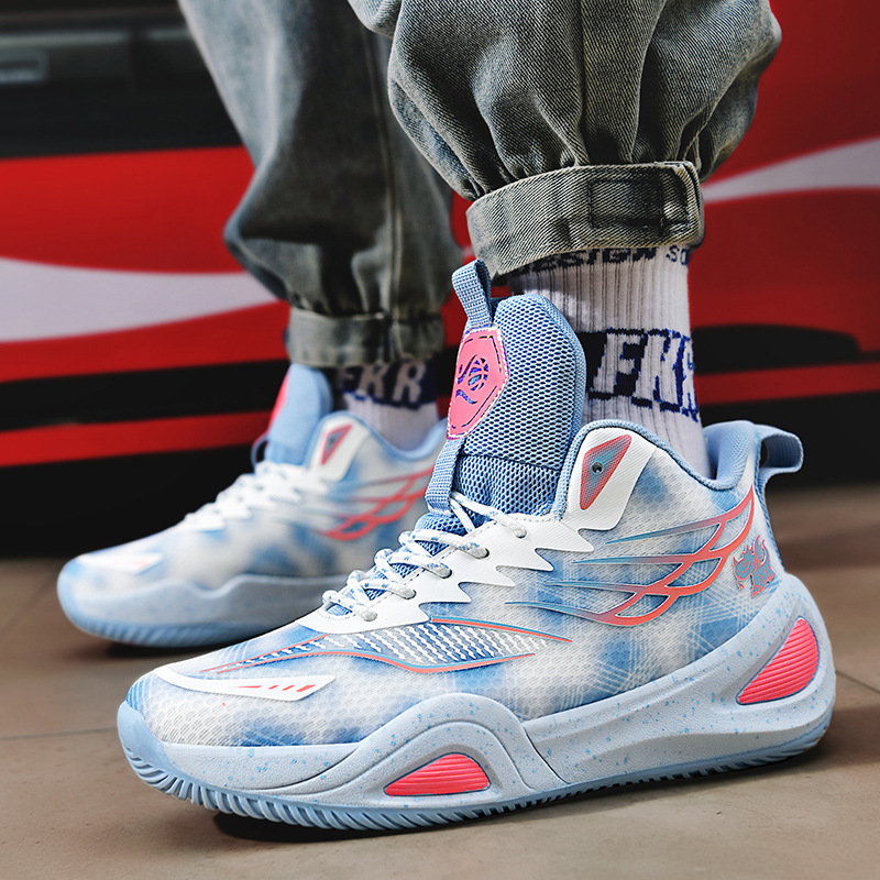 Cross-Border Yuanyang Basketball Shoes for Men and Women, Couples, Older Children and Teenagers, Outdoor Fashion and Casual Mesh Leather Sports Shoes