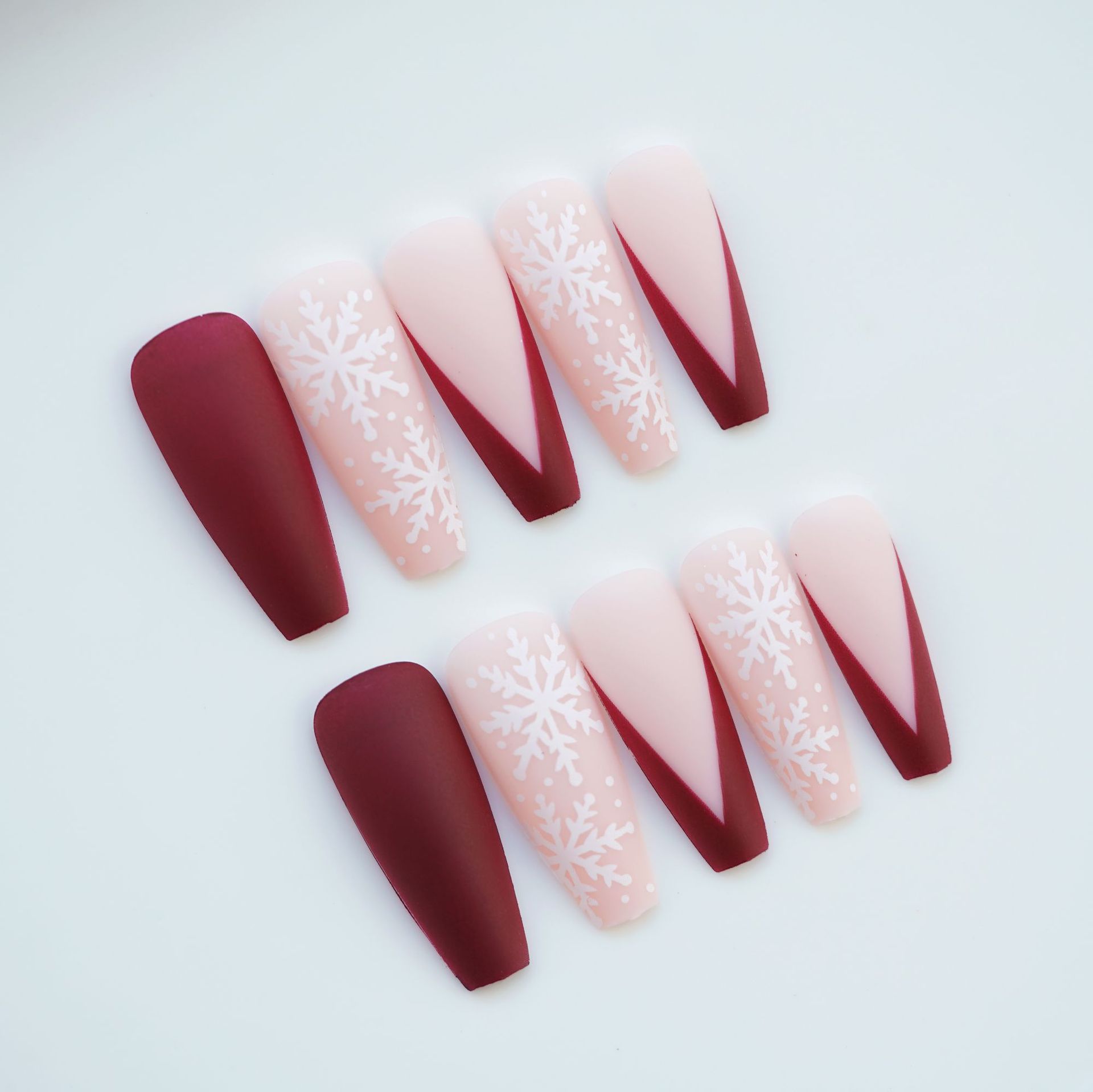 50g Weight press-on nails Nail Supplies 1 Set Quantity ABS Material Christmas Festival Snowflake Pattern Sweet Style Christmas Sweet Snowflake ABS Press-on Nails 1 Set 6