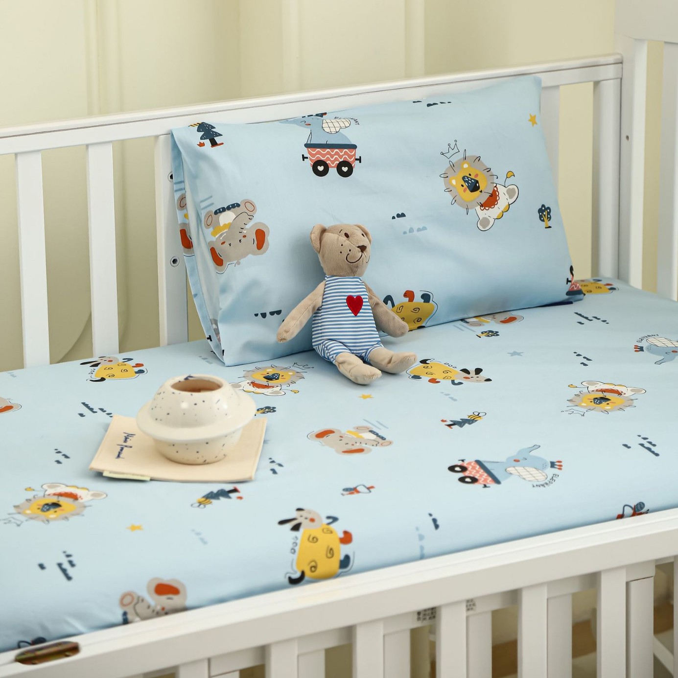 Class a Baby Pure Cotton Fitted Sheet Satin Long-Staple Cotton Cartoon Single Product Bed Sheet Spliced Bed Mattress Cover Bedspread