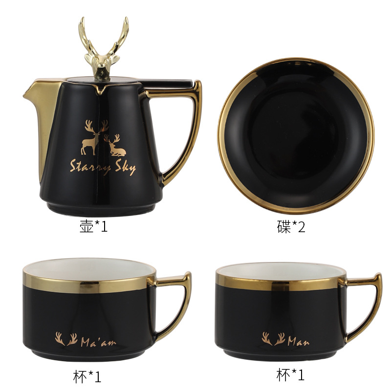Tetera traje hogar alce taza de té juego de té de cerámica tetera de flores pareja juego de agua traje tarde taza de té taza de café