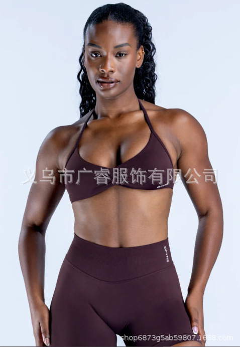 Bra deportivo de cuello colgante transfronterizo Europa y América nuevo entrenamiento físico ropa interior rápida secado yoga pequeño sujetador