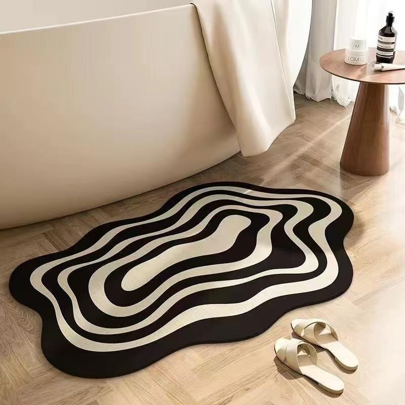 Bathroom Special-Shaped Floor Mat, Toilet Strong Absorbent Foot Mat, Bathroom Door Diatom Mud Mat, Non-Slip Quick-Drying Carpet
