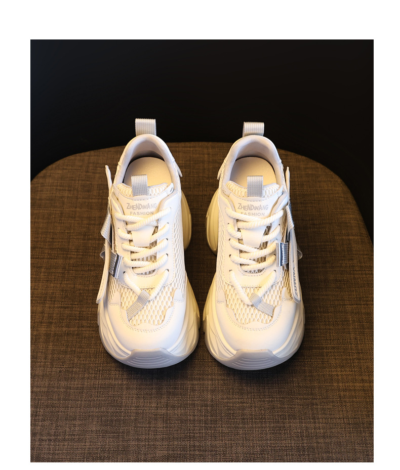 Giày sneaker nữ đế dày tăng chiều cao 11cm, phong cách daddy, lưới thoáng khí — màu đen chi tiết 18
