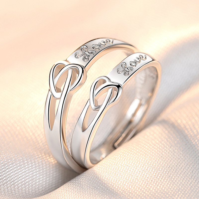 Cross-border Japanese and Korean New Fashion letters forever knot concentric couple ring opening adjustable wedding ring Women's wholesale