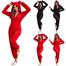 R 57478 Fleece Hooded Jumpsuit Pajamas �ӽq�Bñ�B�wѝ �羳��