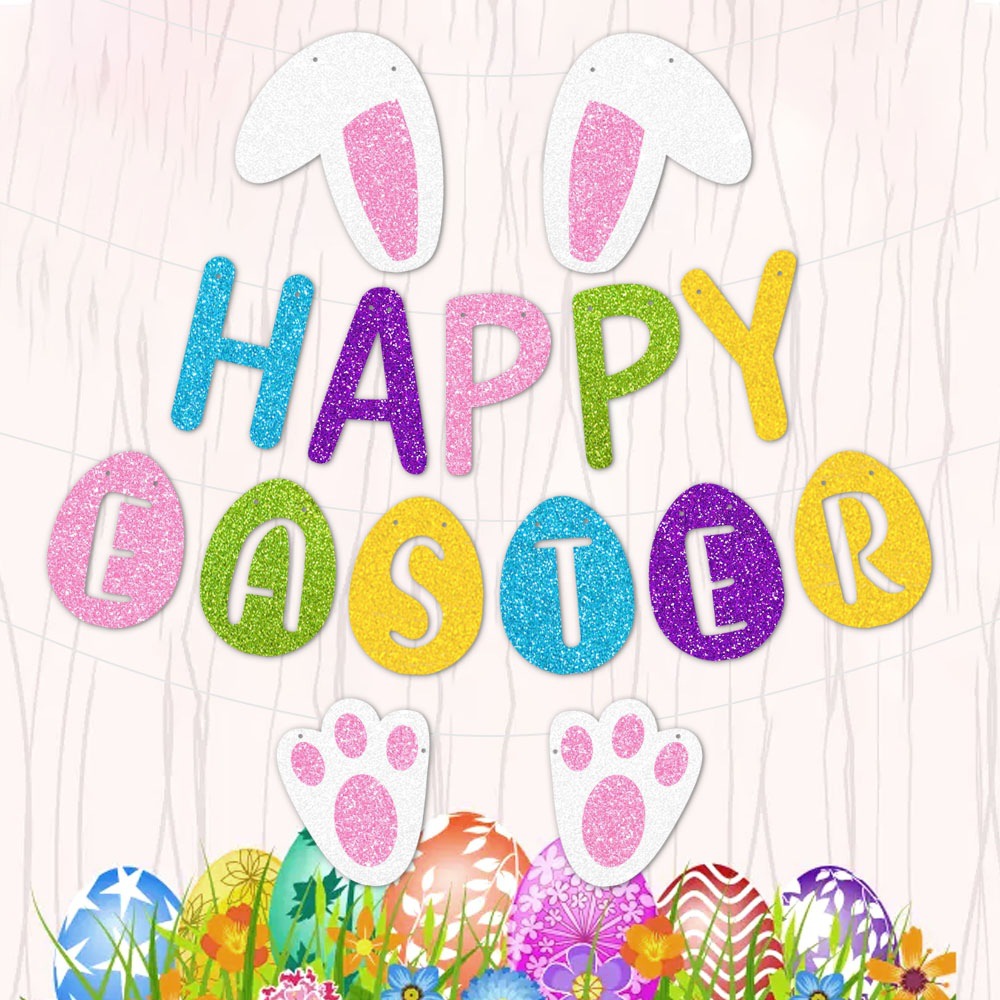 Europa y los Estados Unidos nuevo conejo de Pascua tira bandera conejo fiesta de carnaval decoración de fondo banner diseño de sitio