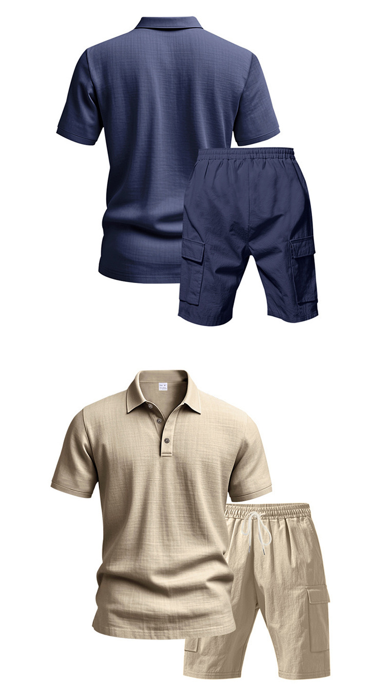 Men's Clothing Men's Summer Short Sleeved Casual Suit Style Outdoor Simple Linen Breathable Loose Fit Work Shorts_viptrois.com