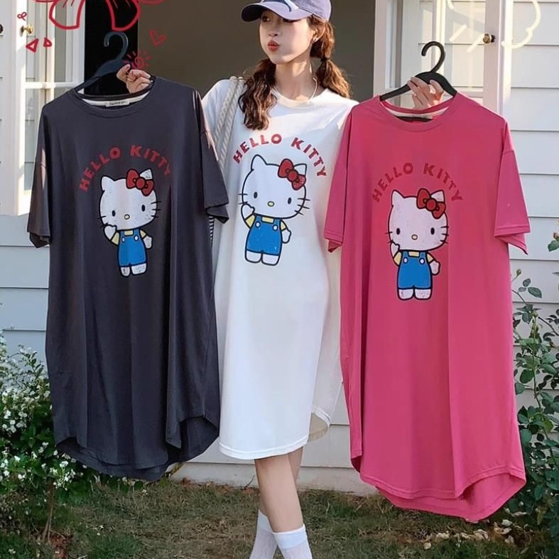 Comercio exterior transfronterizo nuevo estilo suelto niña dibujos animados verano camisón servicio a domicilio letras rojas KT gato pijama dulce y lindo