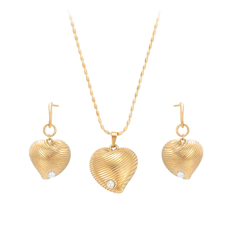 Xuping acero inoxidable 14k color amor aretes collar conjunto de joyería personalidad de moda fría joyería europea y americana mujer