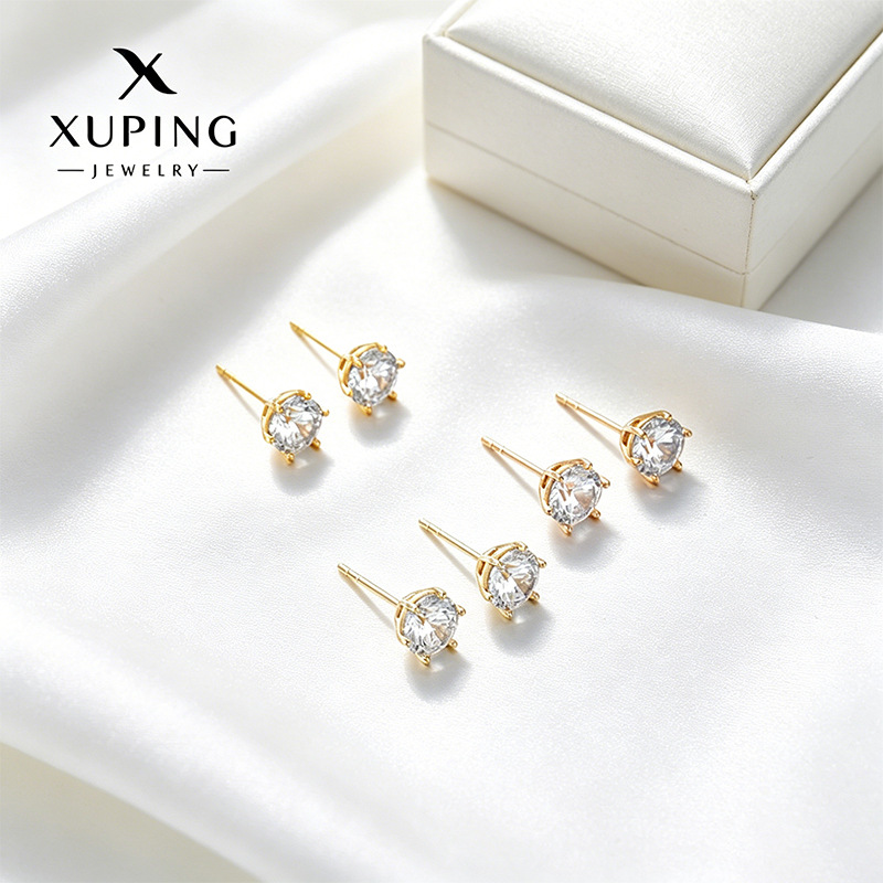 Xuping joyas clásicas diarias fáciles de montar seis garras incrustadas pendientes de zircón simple básico pendientes de viaje al por mayor