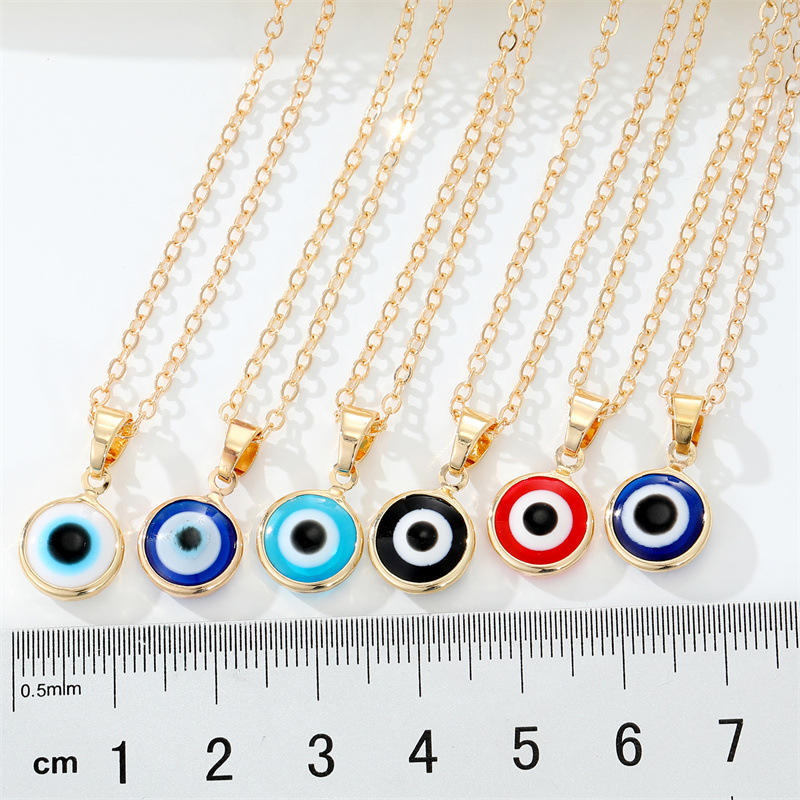 Retro simple color resin Turkish eye necklace demon eye pendant necklace